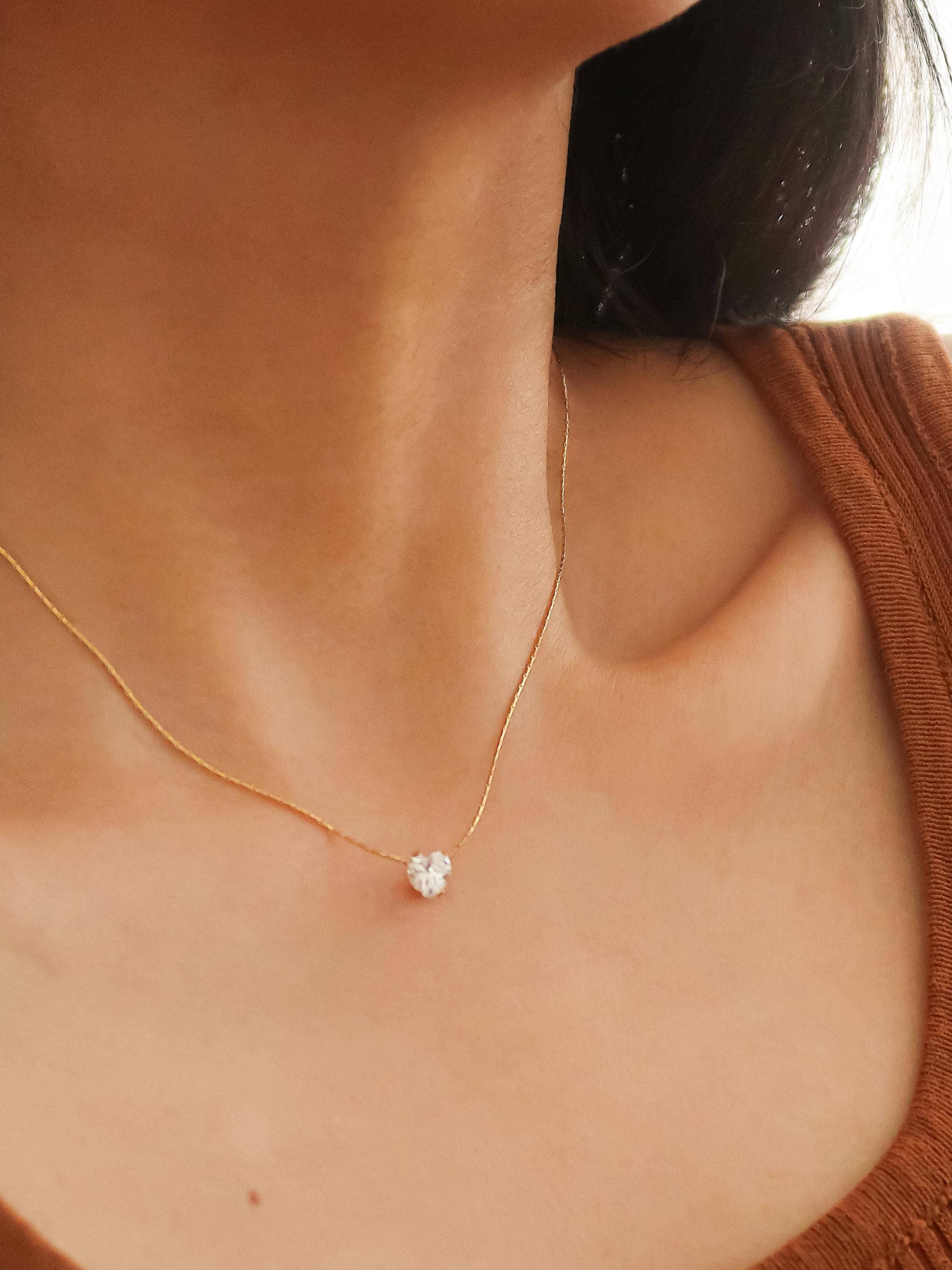 Image of Bonnie 18K Non-Tarnish Petite Heart CZ Necklace